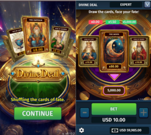 Divine Deal: Crescendo Games کا ٹیرو کارڈ گیم، 98% RTP اور x5,000 تک میکس ون