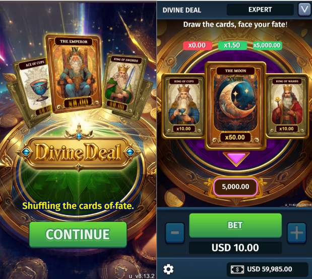 Crescendo Games کے Divine Deal کی گیم اسکرین