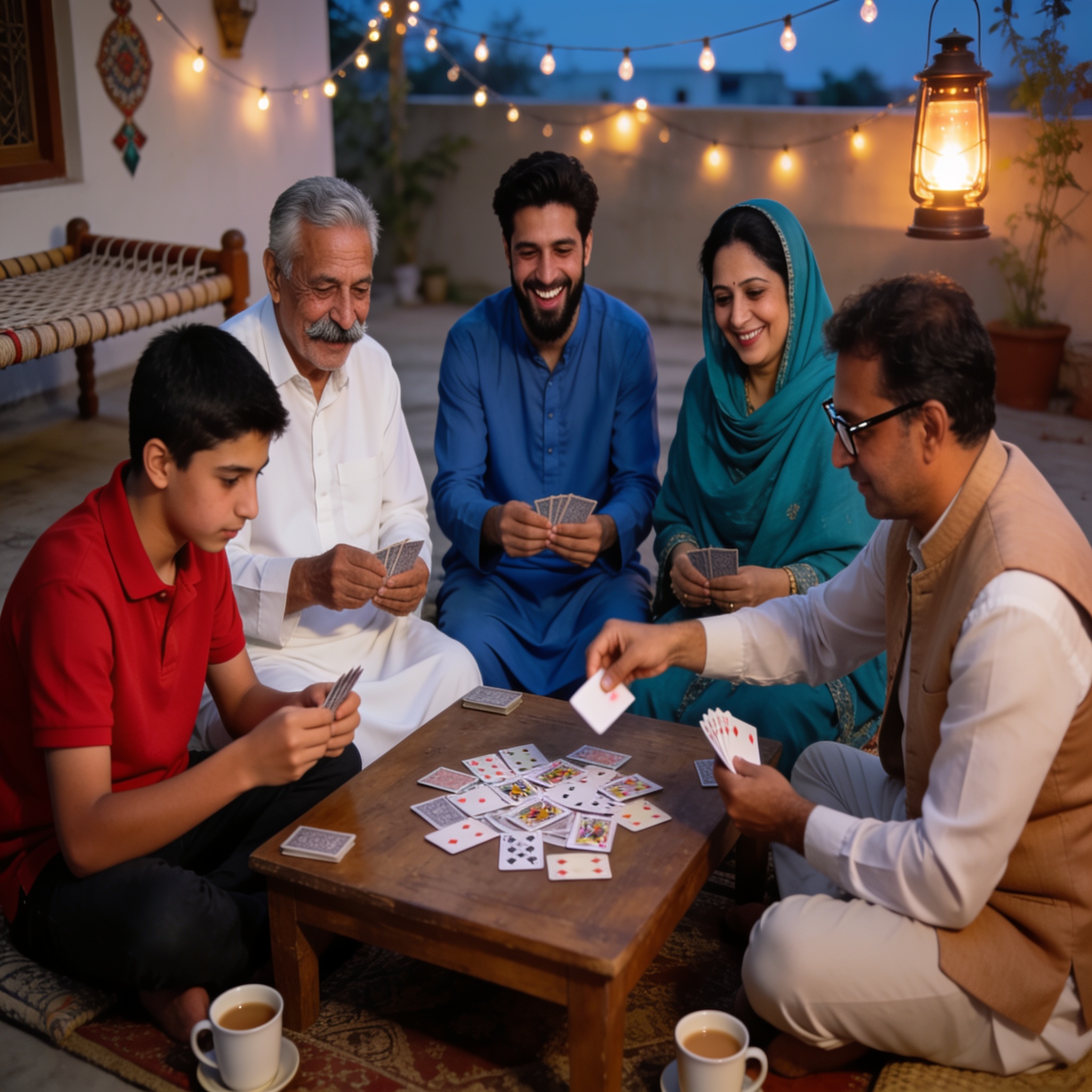 ٹین پٹی کھیلتے ہوئے پاکستانی دوستوں کی شام